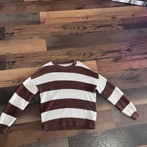 Hollister Brown and Cream Knit Sweater